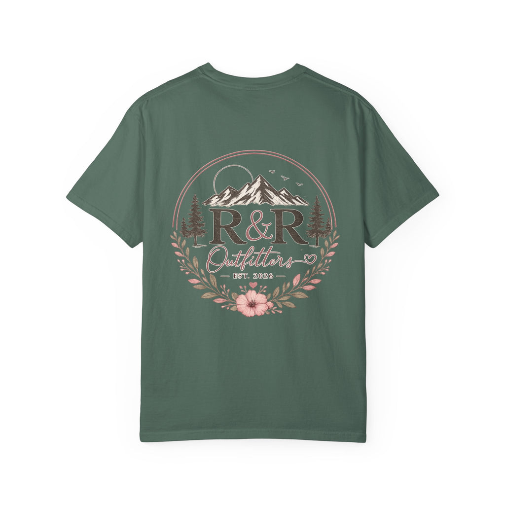 R&R Outfitters Floral Mountain T-Shirt — Est. 2023 Outdoor Logo Tee - Ruck & Ridge Outfitters
