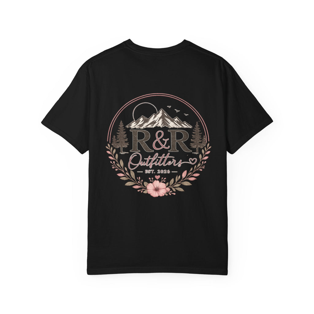 R&R Outfitters Floral Mountain T-Shirt — Est. 2023 Outdoor Logo Tee - Ruck & Ridge Outfitters