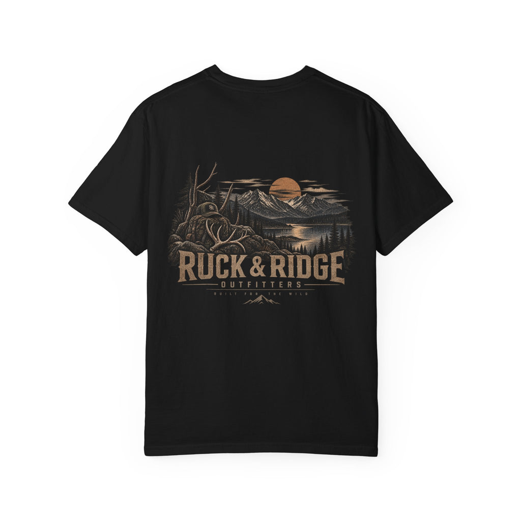 Mountain Logo T-Shirt — 'Ruck & Ridge Outfitters' Scenic Sunset Tee