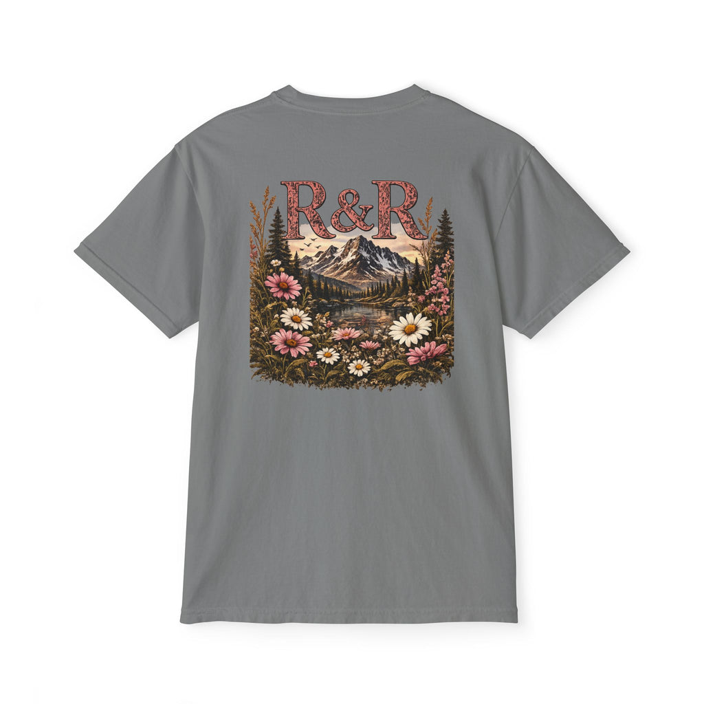 R&R Scenic Pocket T-Shirt — Vintage Mountain & Wildflower Graphic - Ruck & Ridge Outfitters