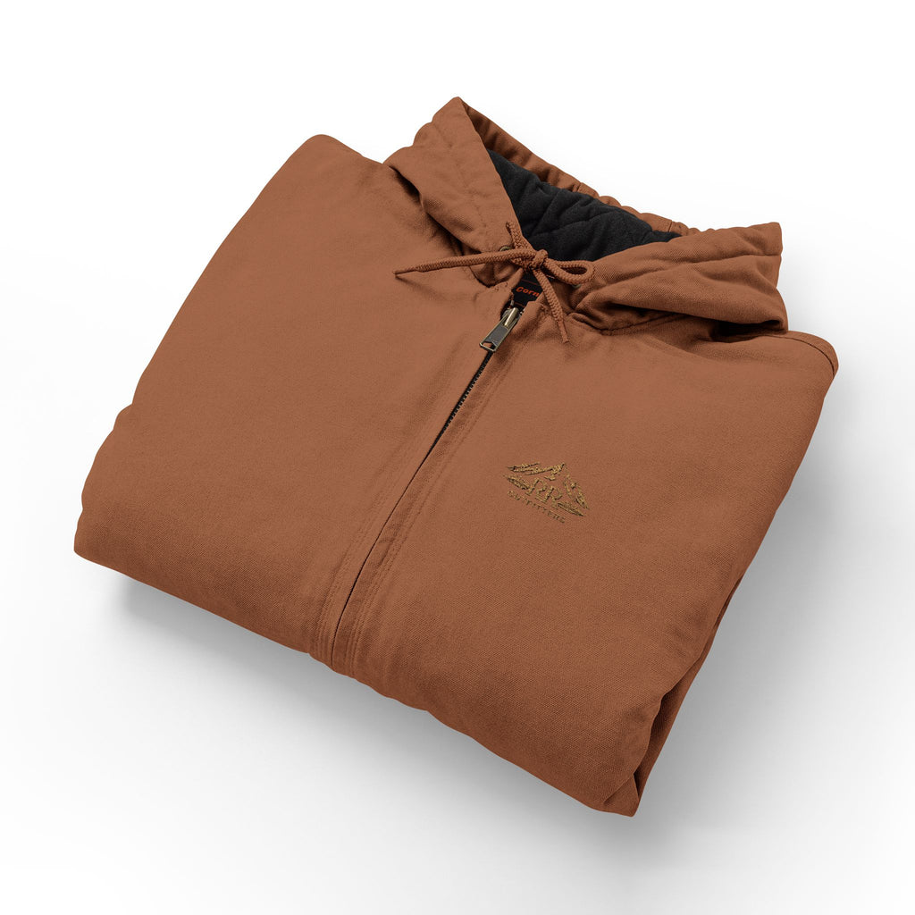 Men's Duck Cloth Hooded Work Jacket — Embroidered Logo Insulated Workwear