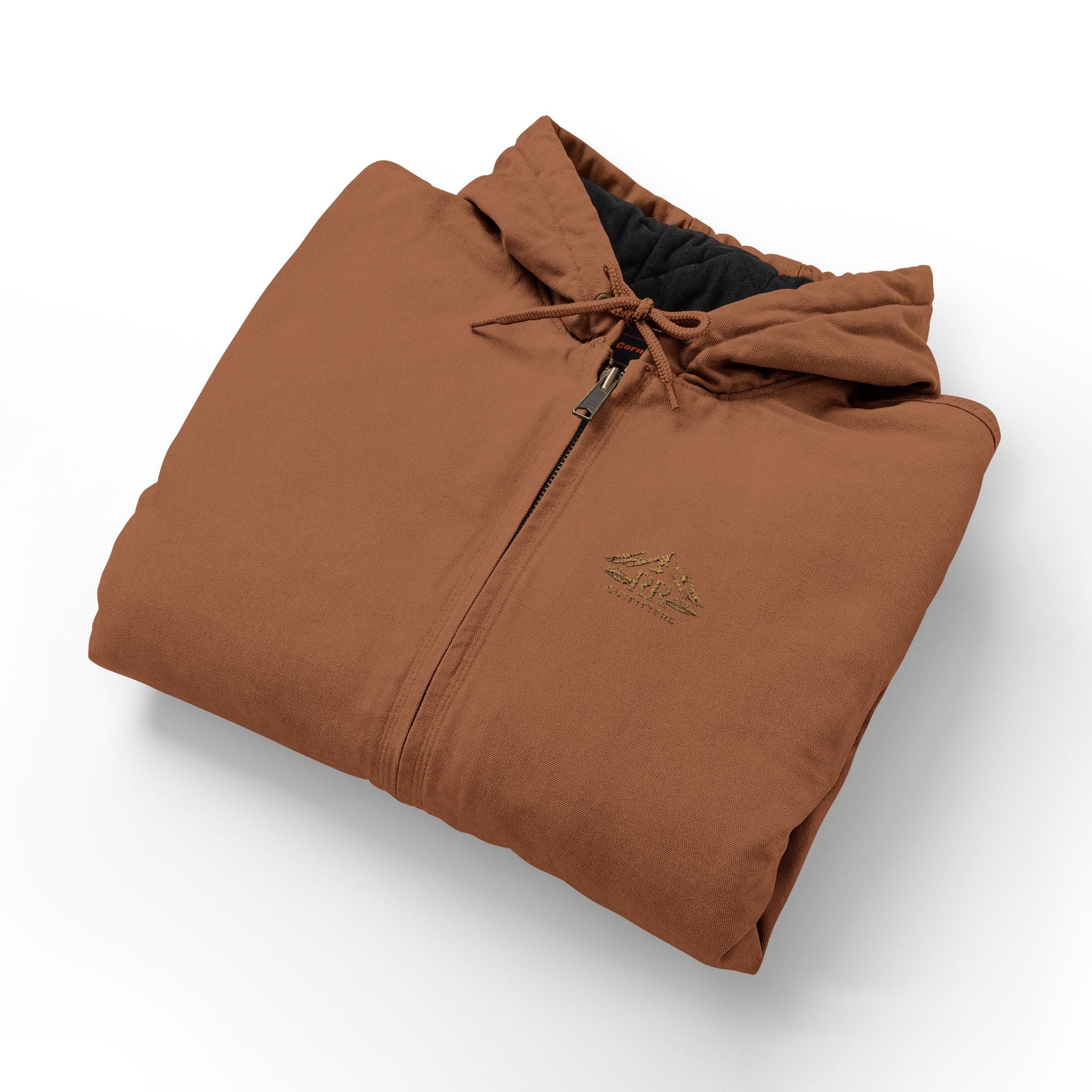 Men's Duck Cloth Hooded Work Jacket — Embroidered Logo Insulated Workwear