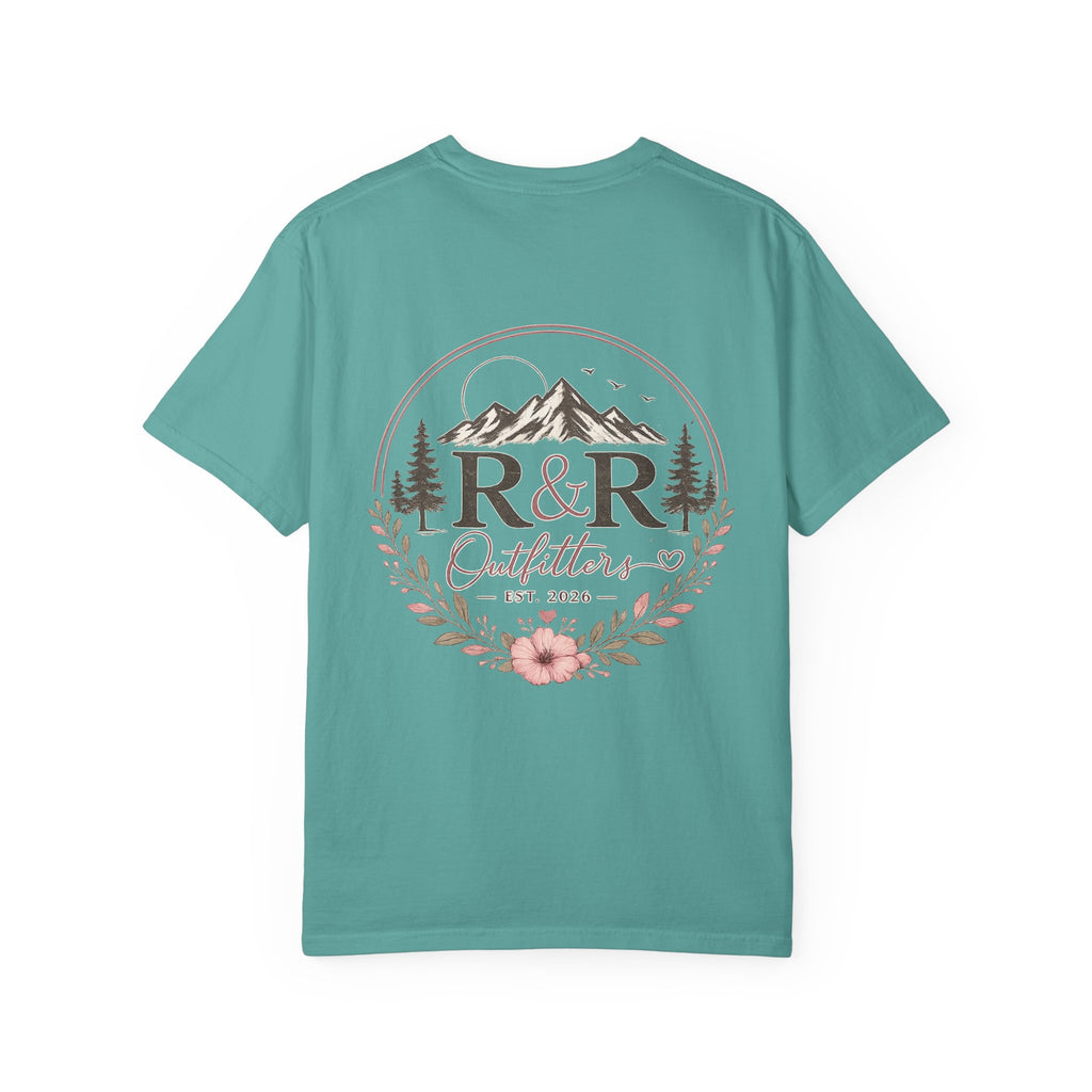 R&R Outfitters Floral Mountain T-Shirt — Est. 2023 Outdoor Logo Tee - Ruck & Ridge Outfitters