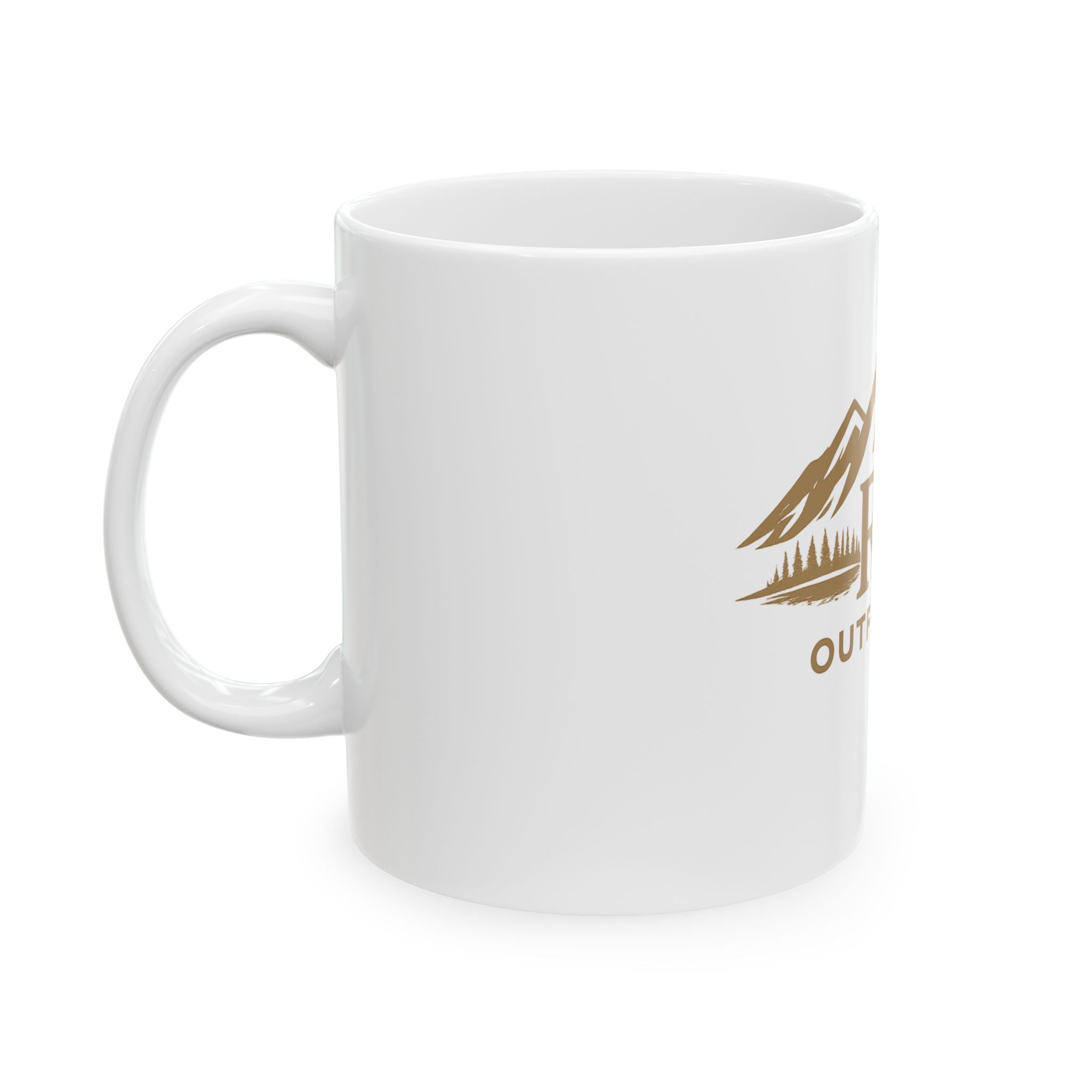 RR Outfitters Mountain Logo Ceramic Mug – Outdoor Camping Coffee Cup (11oz, 15oz)