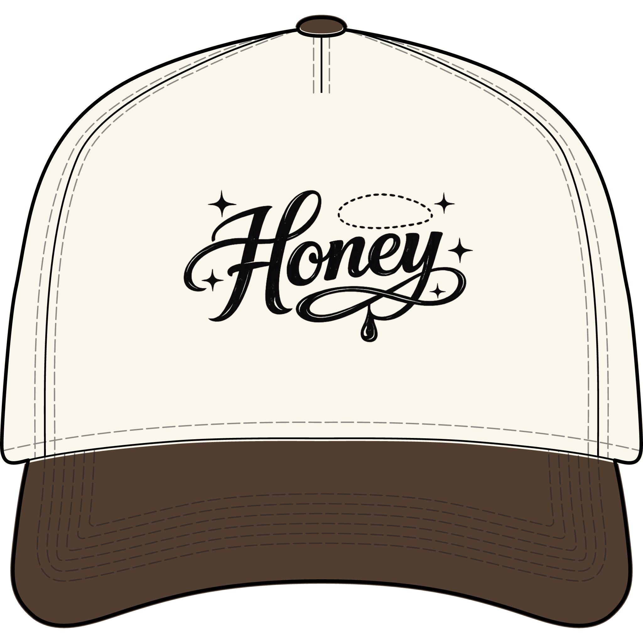 Women's Honey Script Two-Tone Cap — Vintage Handlettered Trucker Hat