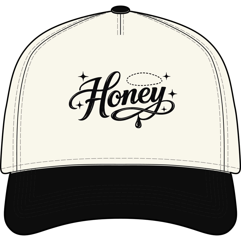 Women's Honey Script Two-Tone Cap — Vintage Handlettered Trucker Hat