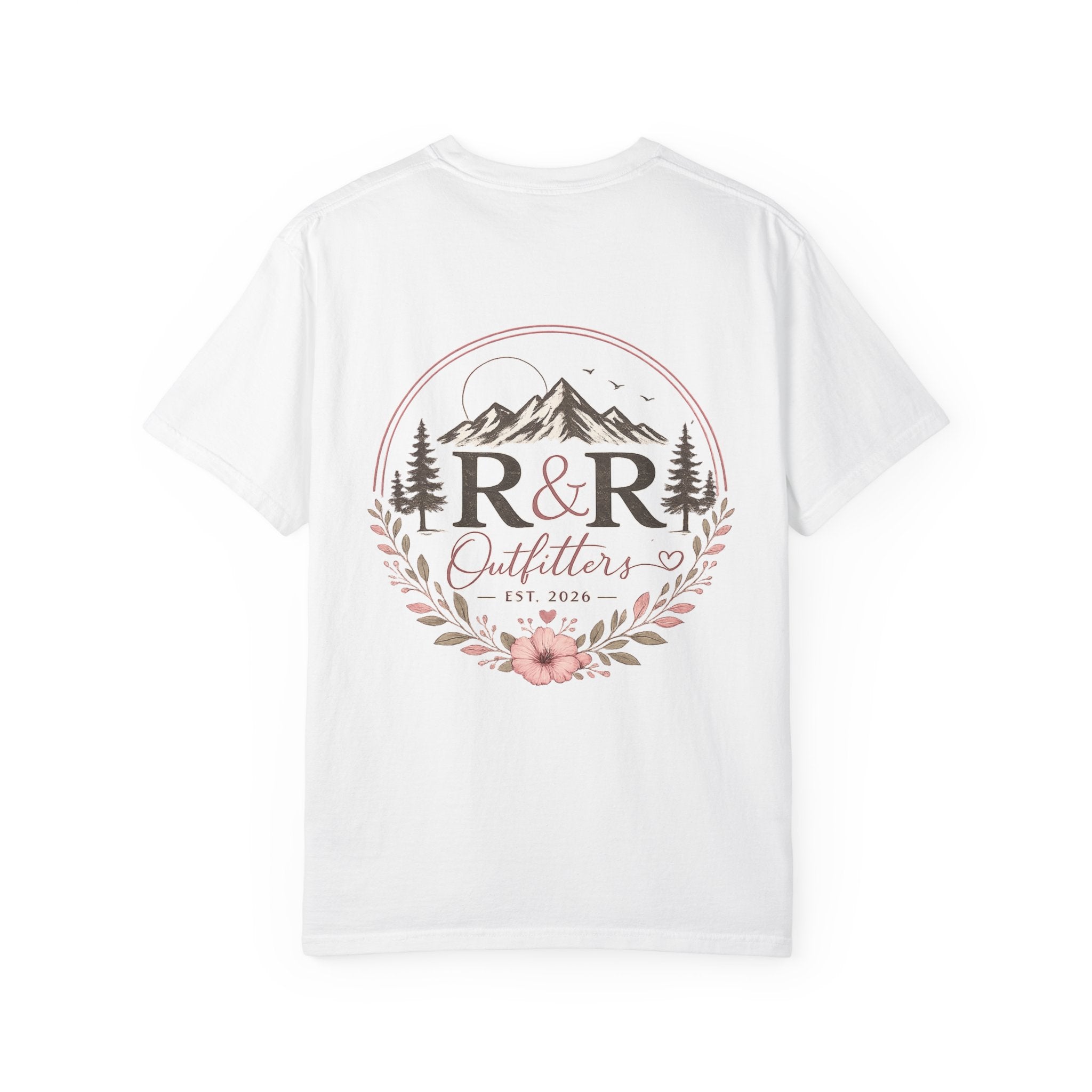 R&R Outfitters Floral Mountain T-Shirt — Est. 2023 Outdoor Logo Tee - Ruck & Ridge Outfitters