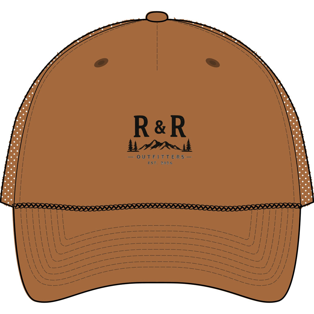 Trucker Cap — R&R Outfitters Logo Rope Hat (Outdoor Camping Vibe) - Ruck & Ridge Outfitters