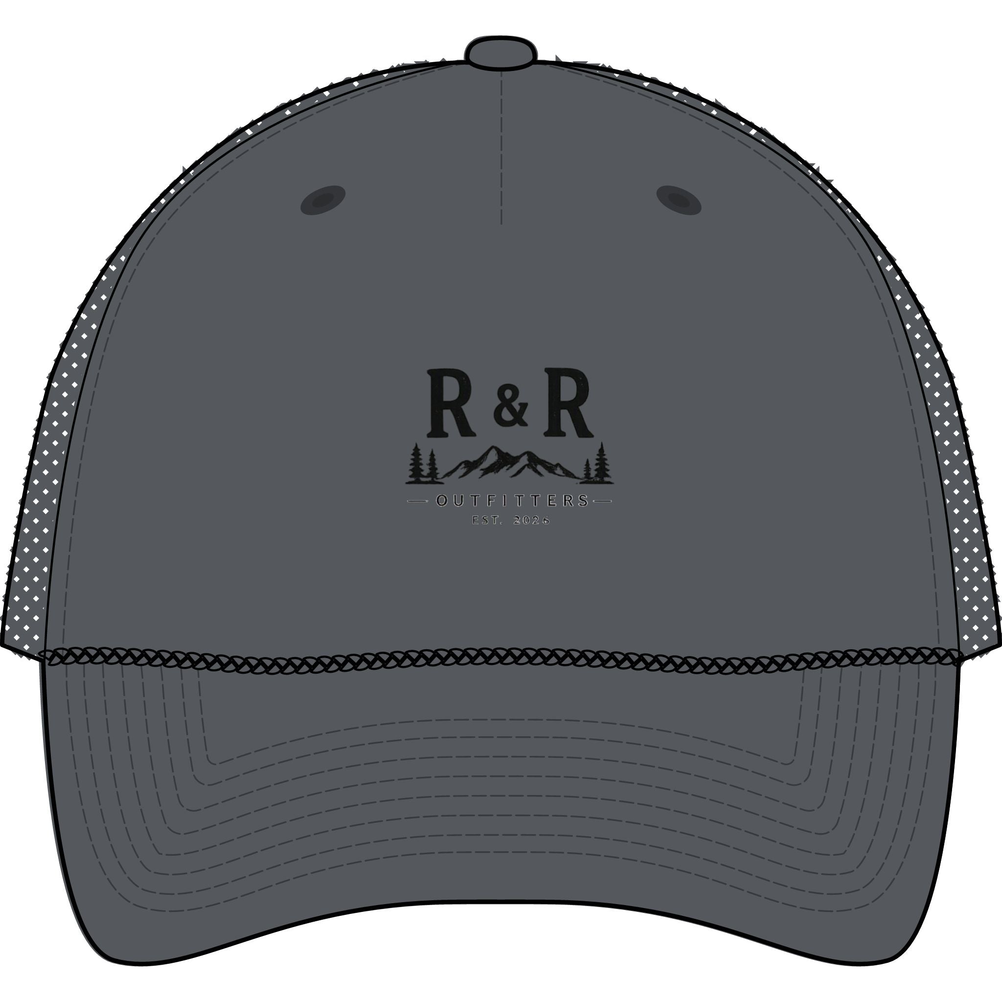 Trucker Cap — R&R Outfitters Logo Rope Hat (Outdoor Camping Vibe) - Ruck & Ridge Outfitters