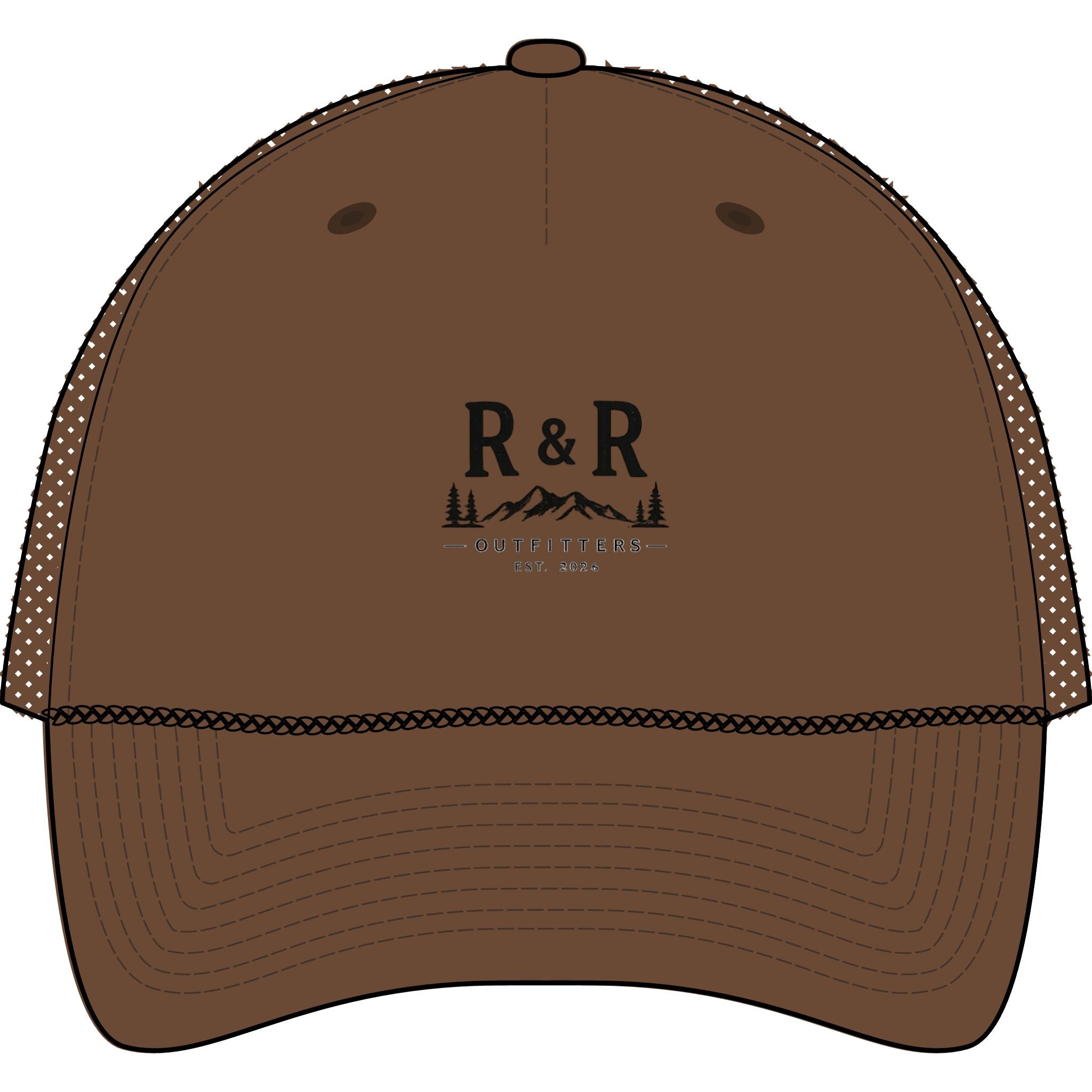 Trucker Cap — R&R Outfitters Logo Rope Hat (Outdoor Camping Vibe) - Ruck & Ridge Outfitters