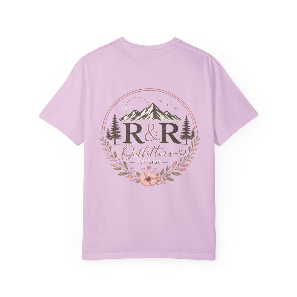 R&R Outfitters Floral Mountain T-Shirt — Est. 2023 Outdoor Logo Tee - Ruck & Ridge Outfitters