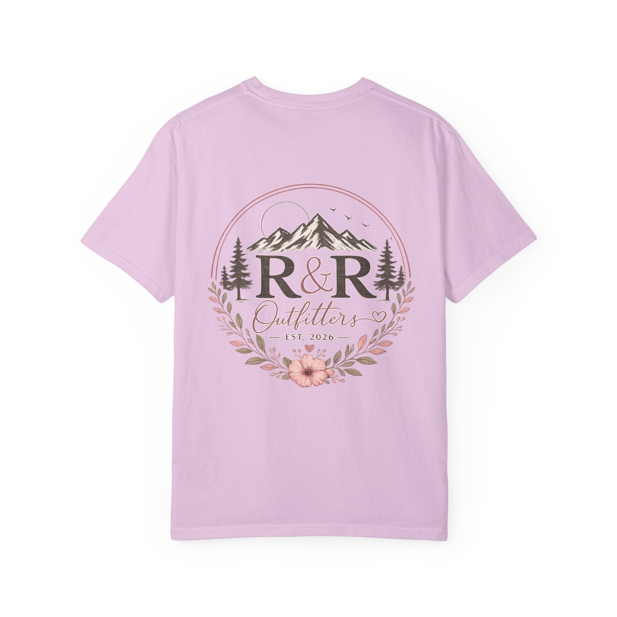 R&R Outfitters Floral Mountain T-Shirt — Est. 2023 Outdoor Logo Tee - Ruck & Ridge Outfitters