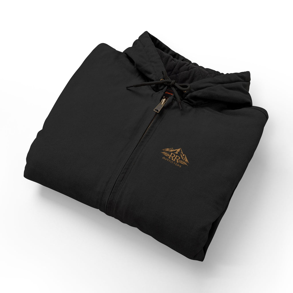 Men's Duck Cloth Hooded Work Jacket — Embroidered Logo Insulated Workwear