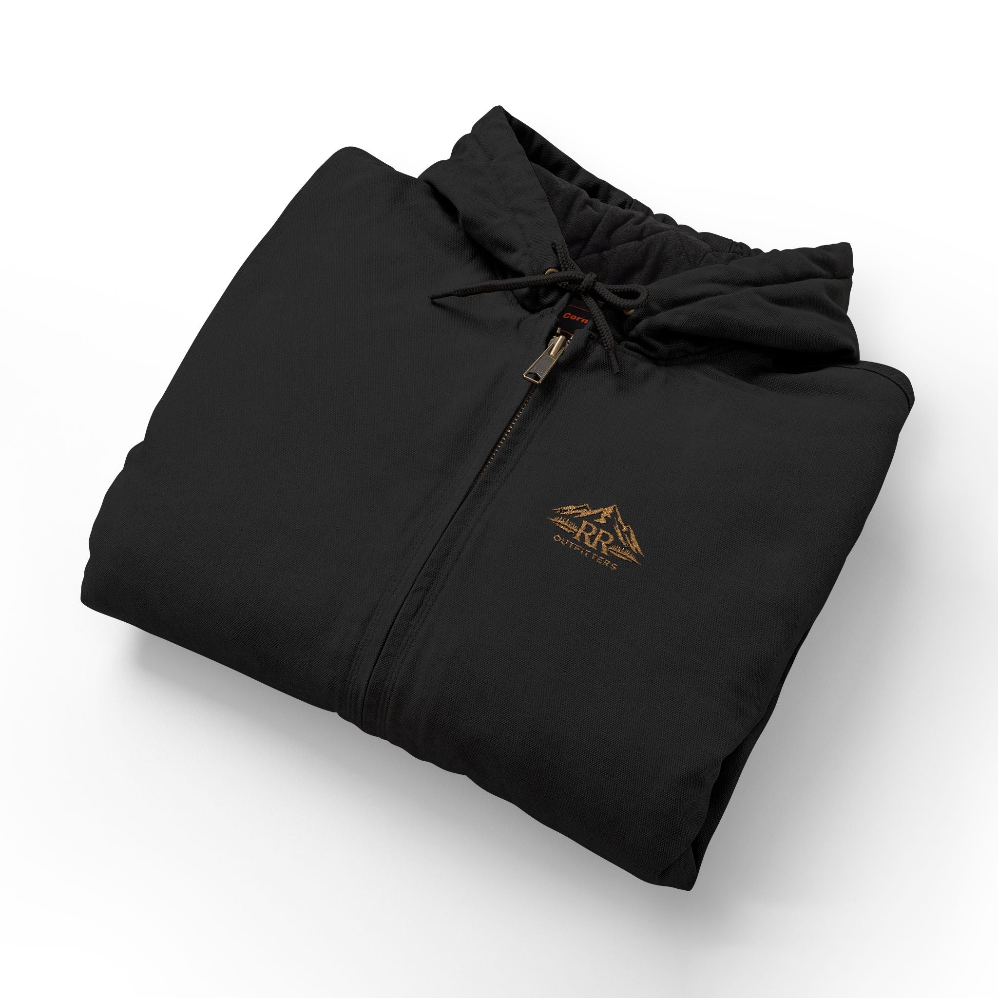 Men's Duck Cloth Hooded Work Jacket — Embroidered Logo Insulated Workwear