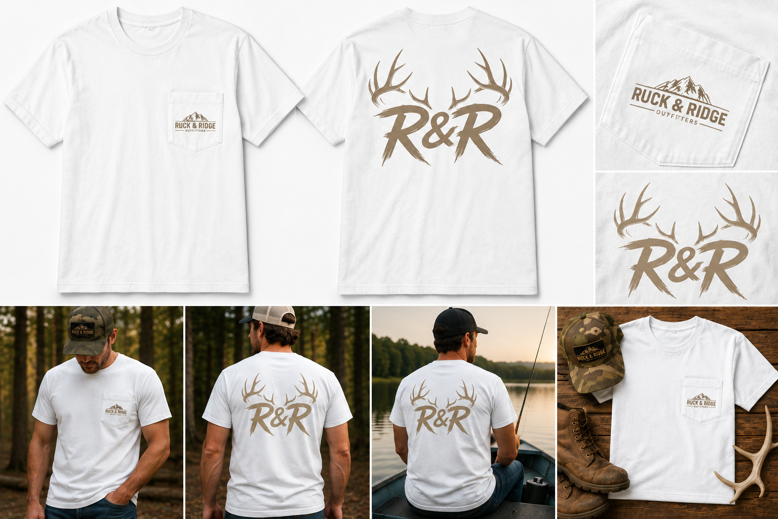 R&R Antler Pocket T-Shirt — Rustic Hunting Graphic Tee