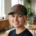 Women's Camo Trucker Hat — Embroidered "Howdy Darling" Retro Western Cap