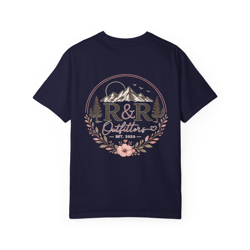 R&R Outfitters Floral Mountain T-Shirt — Est. 2023 Outdoor Logo Tee - Ruck & Ridge Outfitters