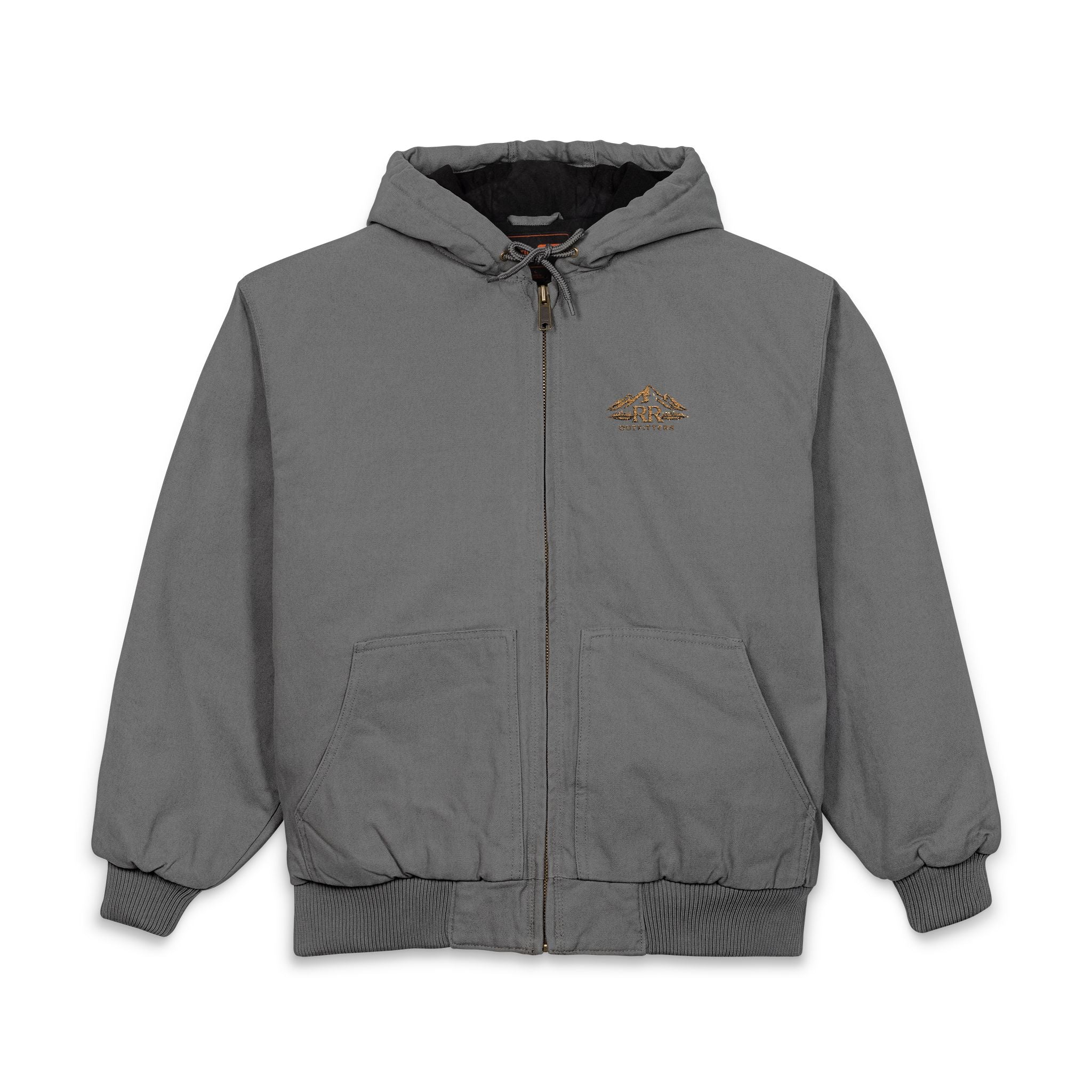 Men's Duck Cloth Hooded Work Jacket — Embroidered Logo Insulated Workwear