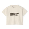 Honey Leopard Women’s Boxy Tee — Casual Graphic Crop T-Shirt