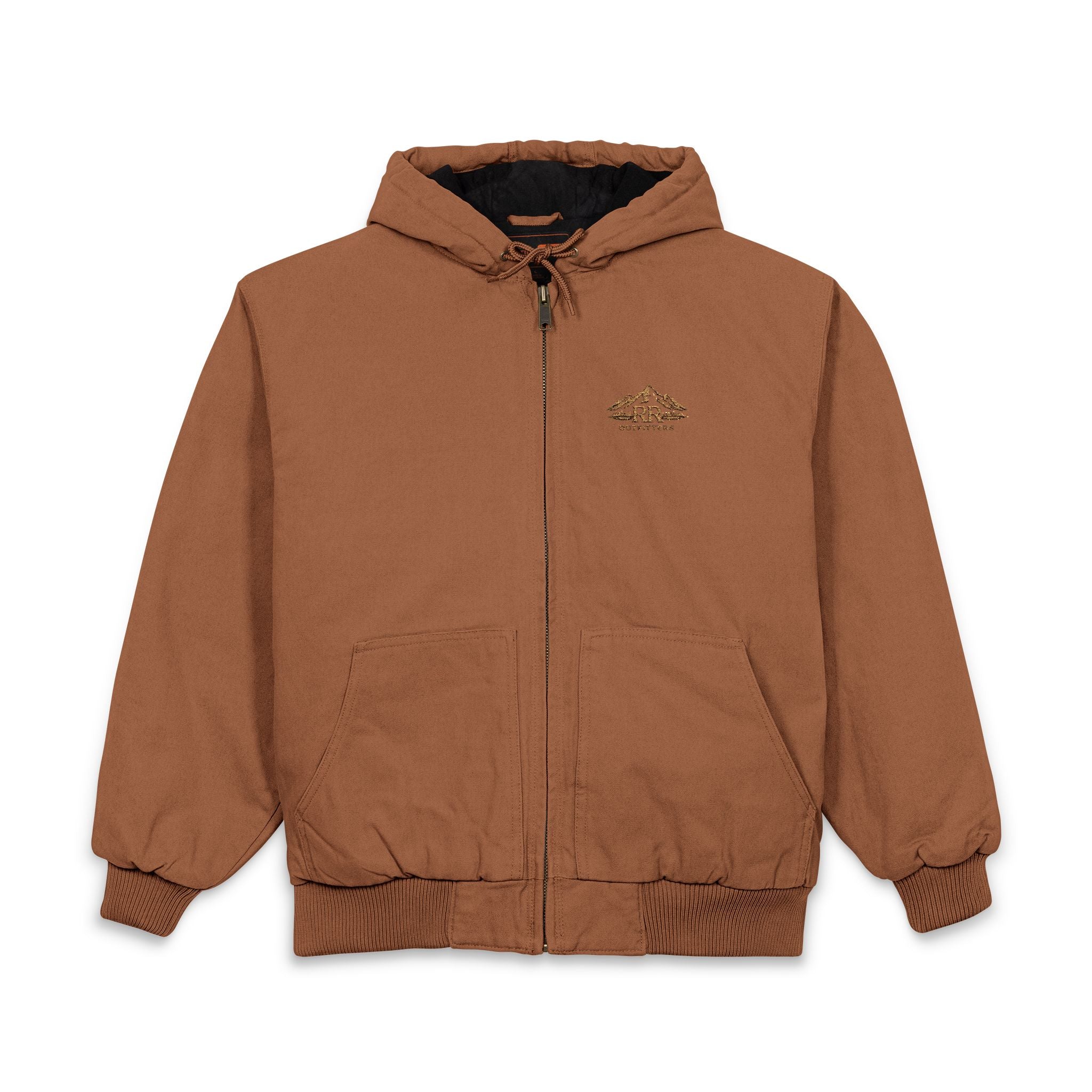 Men's Duck Cloth Hooded Work Jacket — Embroidered Logo Insulated Workwear