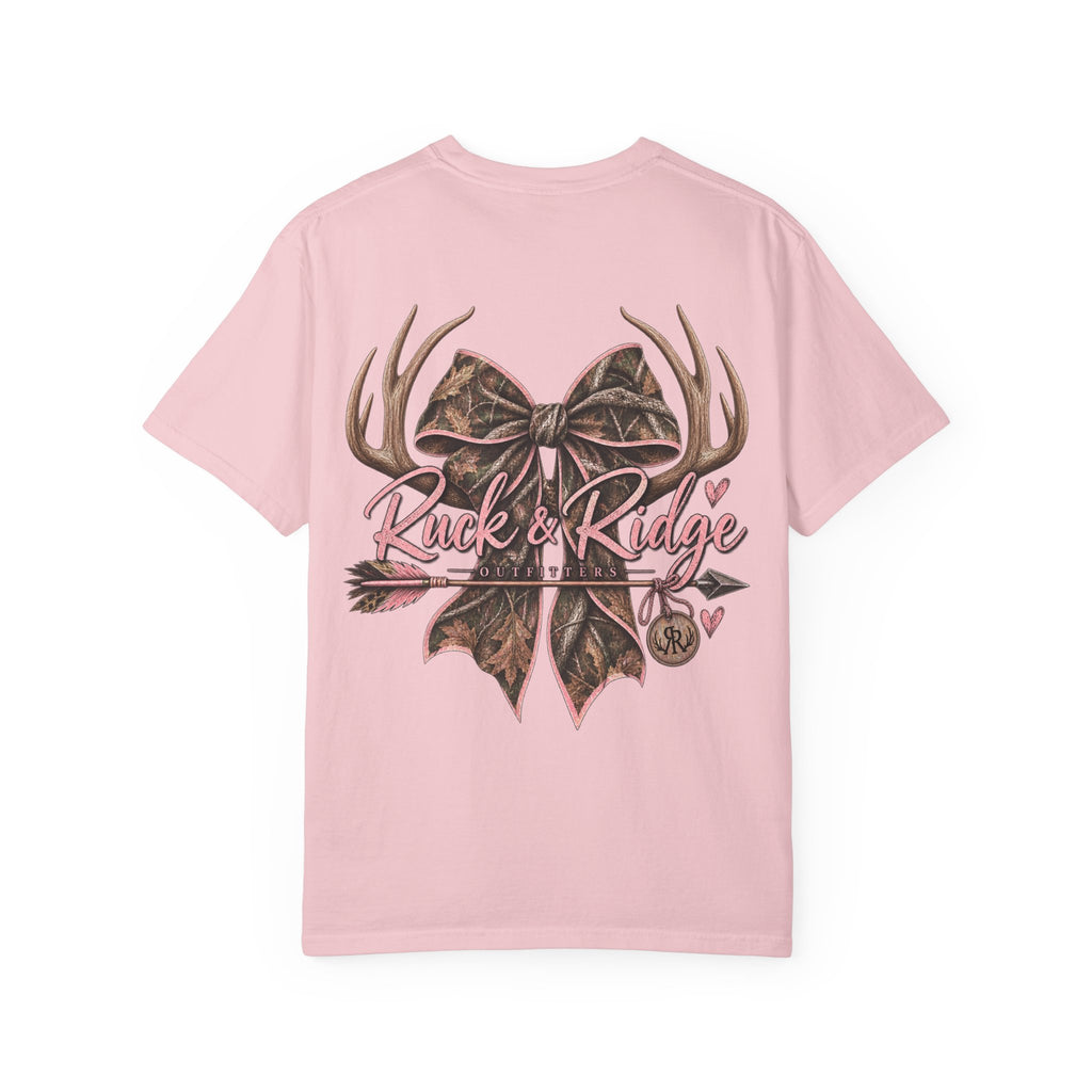 Camo Antler Bow Tee — 'Rack & Ridge' Hunting Graphic T-Shirt