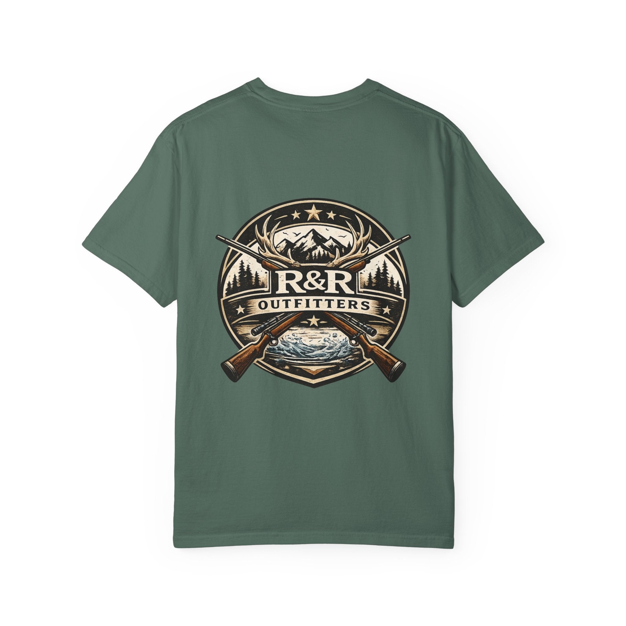 Outdoors T-Shirt — R&R Outfitters Crest Graphic (Hunting & Fishing) - Ruck & Ridge Outfitters