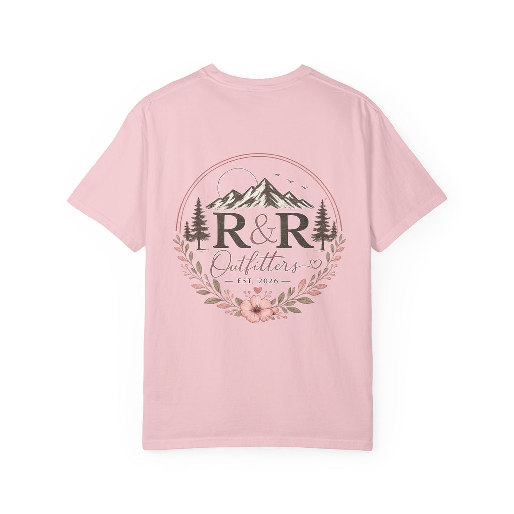 R&R Outfitters Floral Mountain T-Shirt — Est. 2023 Outdoor Logo Tee - Ruck & Ridge Outfitters