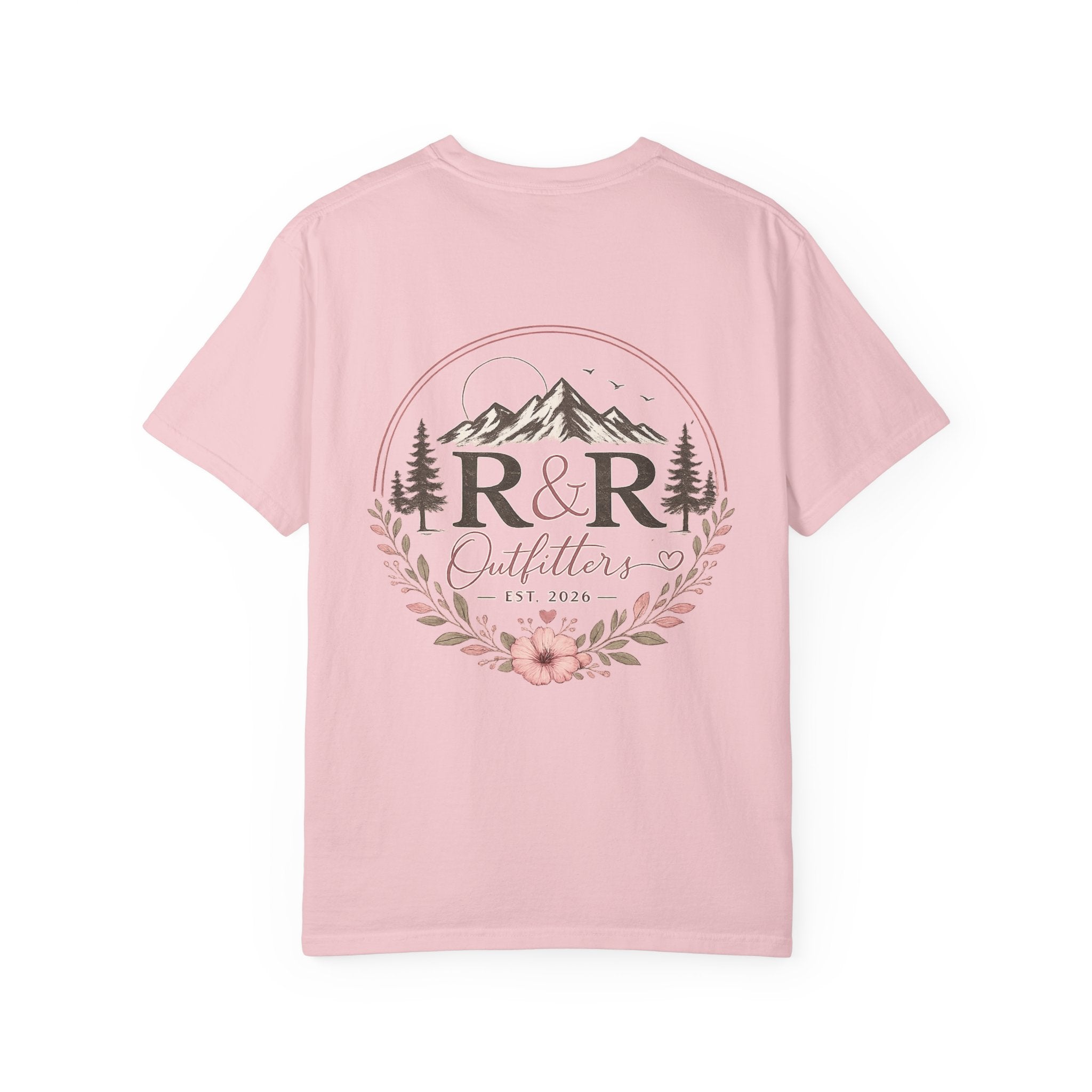 R&R Outfitters Floral Mountain T-Shirt — Est. 2023 Outdoor Logo Tee - Ruck & Ridge Outfitters