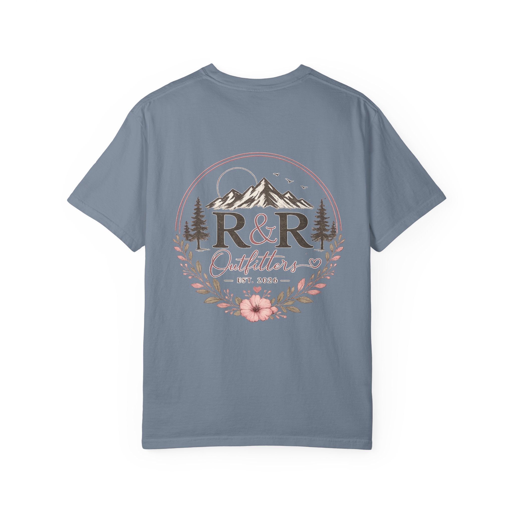 R&R Outfitters Floral Mountain T-Shirt — Est. 2023 Outdoor Logo Tee - Ruck & Ridge Outfitters