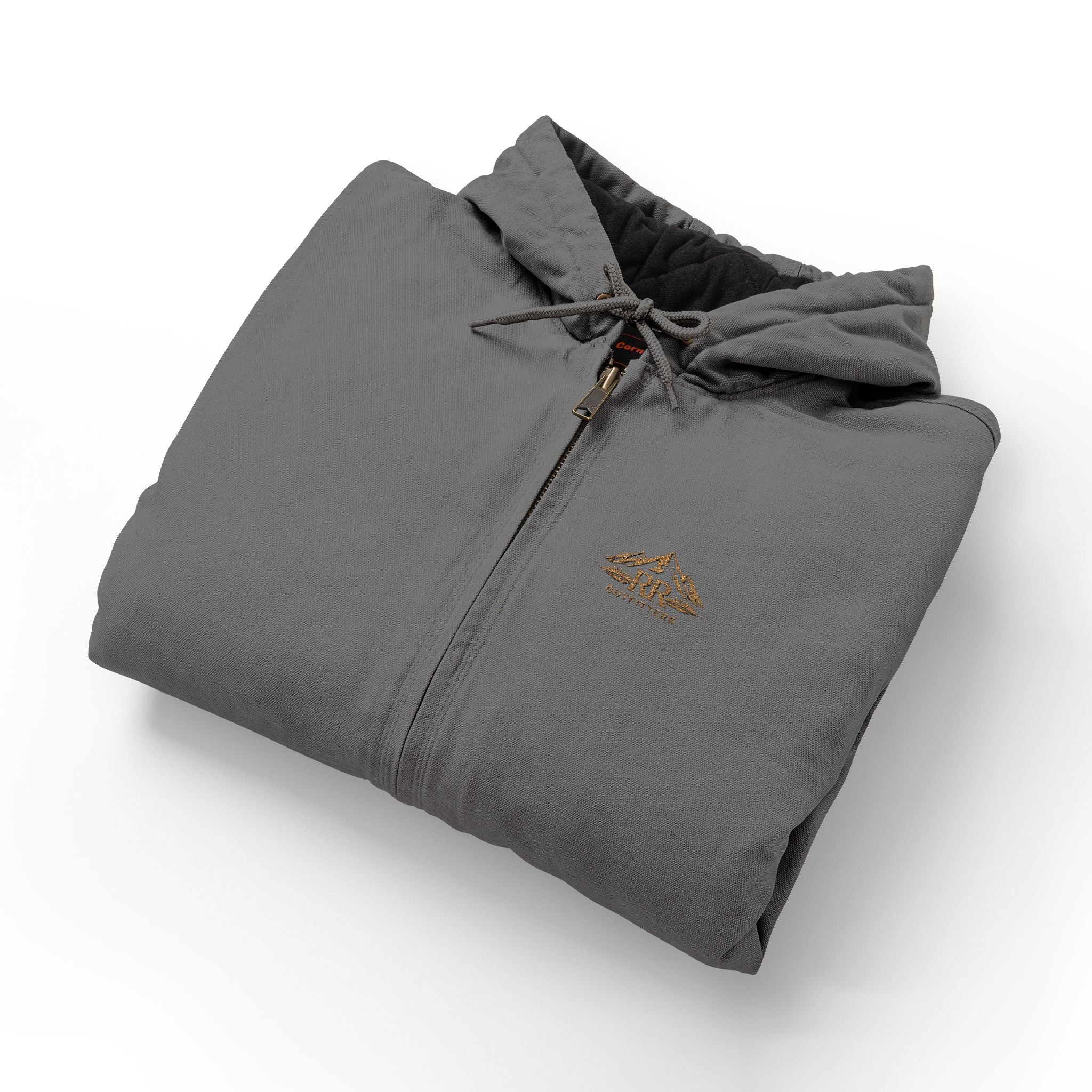 Men's Duck Cloth Hooded Work Jacket — Embroidered Logo Insulated Workwear