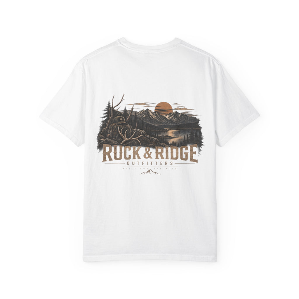 Mountain Logo T-Shirt — 'Ruck & Ridge Outfitters' Scenic Sunset Tee