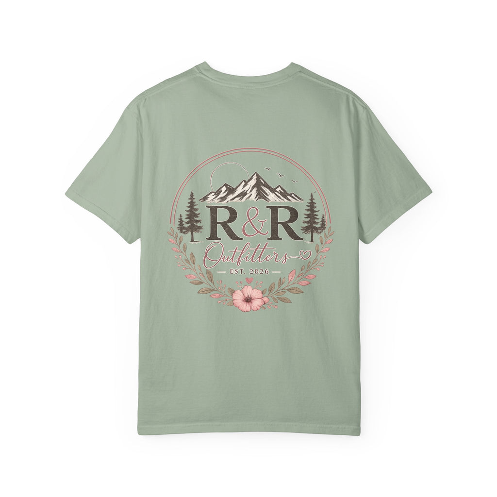 R&R Outfitters Floral Mountain T-Shirt — Est. 2023 Outdoor Logo Tee - Ruck & Ridge Outfitters