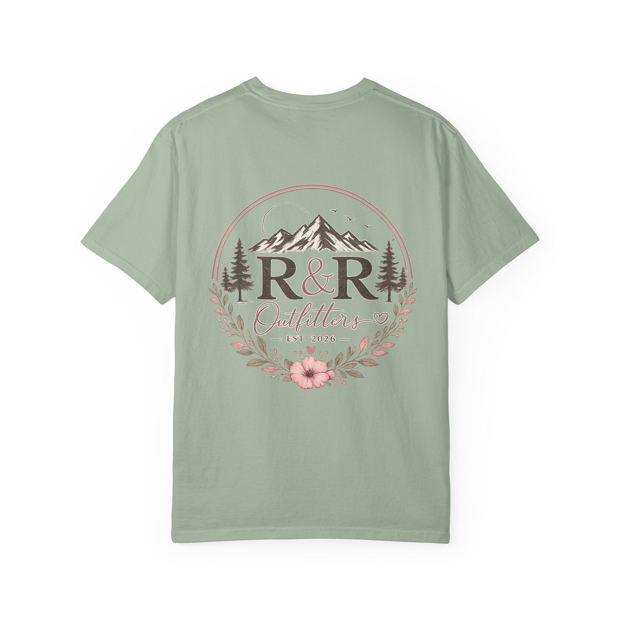 R&R Outfitters Floral Mountain T-Shirt — Est. 2023 Outdoor Logo Tee - Ruck & Ridge Outfitters