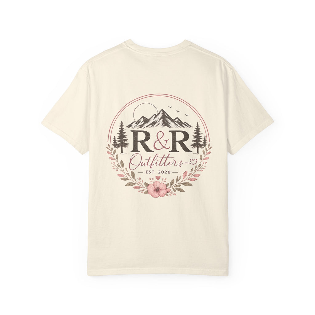 R&R Outfitters Floral Mountain T-Shirt — Est. 2023 Outdoor Logo Tee - Ruck & Ridge Outfitters