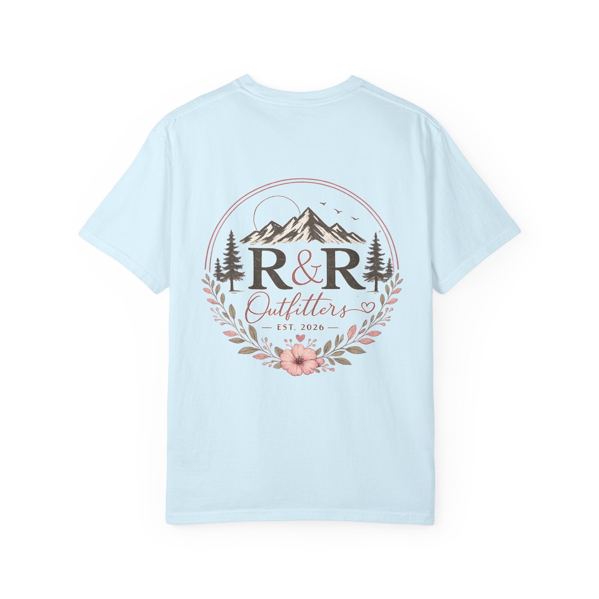 R&R Outfitters Floral Mountain T-Shirt — Est. 2023 Outdoor Logo Tee - Ruck & Ridge Outfitters